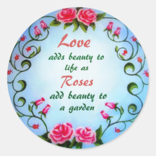 Adesivo Redondo Amor e Rosas