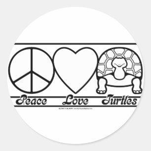 Adesivo Redondo Amor e tartarugas da paz