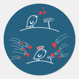 Adesivo Redondo AMOR ECHO - Cômica Birds Tweetlercools 2