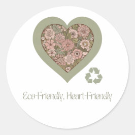 Adesivo Redondo Amor ecológico e cardíaco