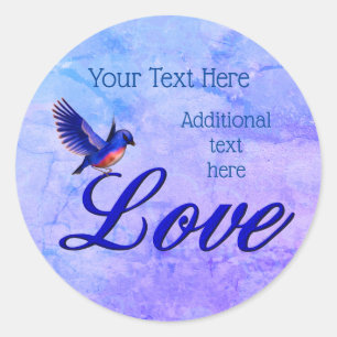 Adesivo Redondo Amor Elegante Azulinho Personalizado
