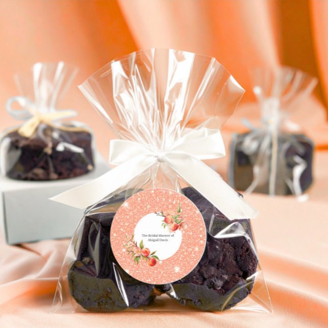 Adesivo Redondo Amor Elegante Tão Doce Quanto um Pêssego Chá de Pa (Criador carregado)