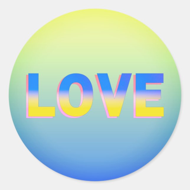 Adesivo Redondo AMOR em azul e amarelo na Ucrânia (Frente)