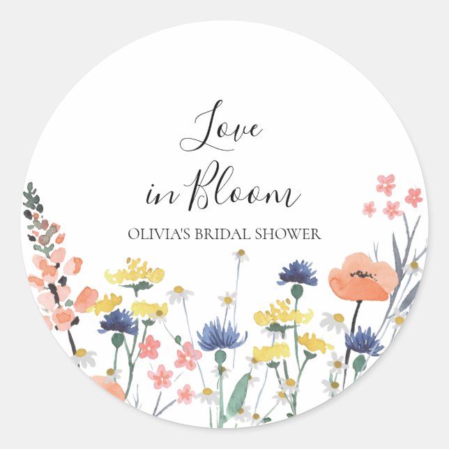 Adesivo Redondo Amor em Flor chá de noiva (Frente)