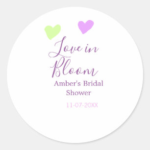 Adesivo Redondo Amor em flor coração colorido chá de noiva nome da