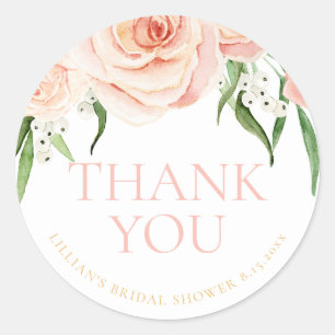 Adesivo Redondo Amor em Flor Rosa Bridal Shower Agradecimento Flor