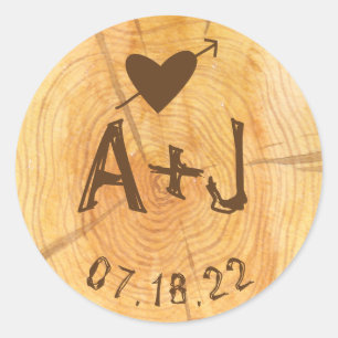 Adesivo Redondo Amor em um Log   Festa de casamento de Monogramas 