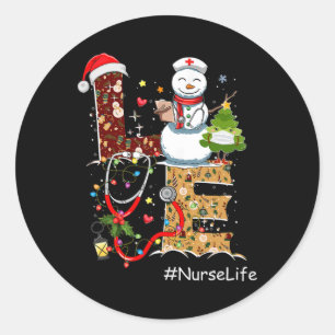 Adesivo Redondo Amor Enfermeira Vida Boneco de Neve Natal Para Enf