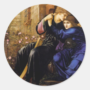 Adesivo Redondo Amor entre as ruínas Arte Pré-Raphaelita