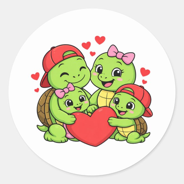 Adesivo Redondo Amor Familiar Coração (Frente)