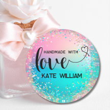 amor feito à mão pastel holográfico clássico iride