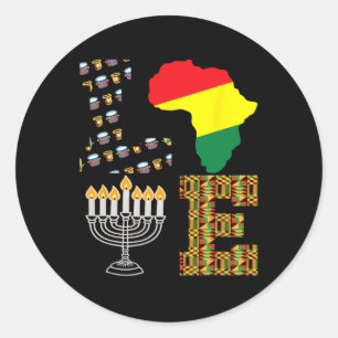 Adesivo Redondo Amor Feliz Kwanzaa África Mapa Kinara Velas Africa
