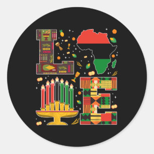 Adesivo Redondo Amor Felizes Decorações de Kwanzaa África Mapa Kin