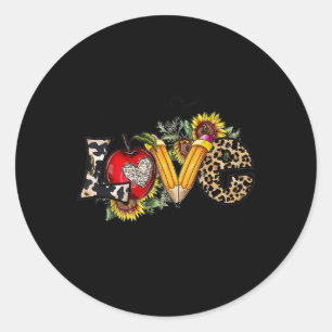 Adesivo Redondo Amor Inspira Leopard Sunflower Professora De Volta