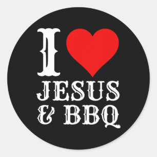 Adesivo Redondo Amor Jesus Churrasco Orgulhoso Comida Cristão Carn