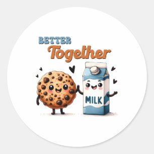 Adesivo Redondo Amor Junto Leite E Cookies Namorados Amor