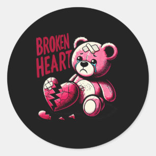 Adesivo Redondo Amor Louco Machucado Coração Quebrado Dor Urso Dia