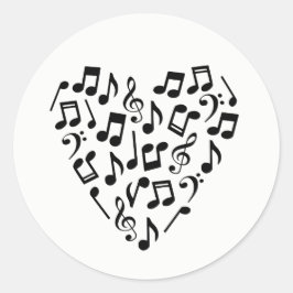 Adesivo Redondo Amor Música Coração da Música Notas