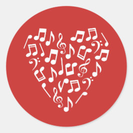 Adesivo Redondo Amor Música Coração de Música Notas