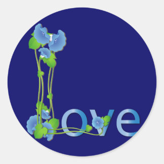Adesivo Redondo Amor nas Flores Azuis