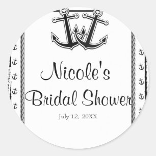 Adesivo Redondo Amor Náutico Âncoras Casamento na Praia Chá de Noi