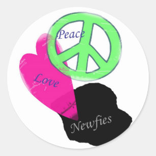 Adesivo Redondo Amor & Newfies da paz