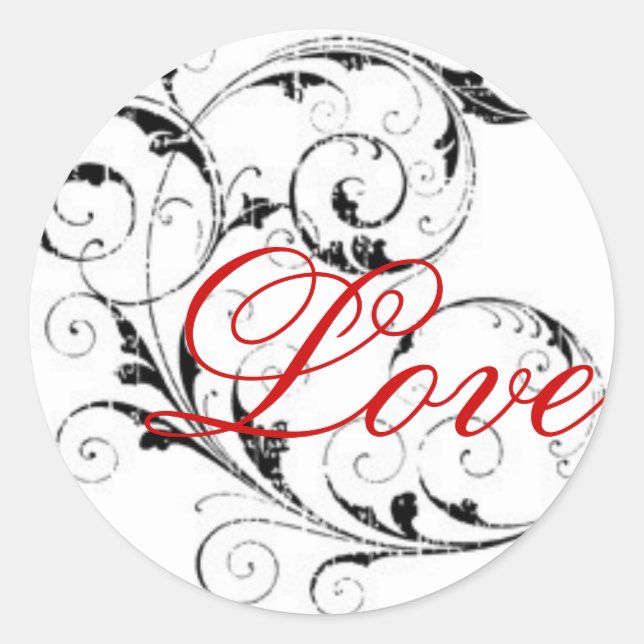 Adesivo Redondo Amor no Scroll Sticker (Frente)