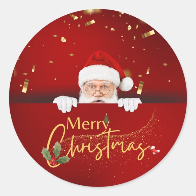 Adesivo Redondo Amor Papai Noel Feliz Natal (Frente)