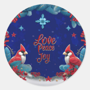 Adesivo Redondo Amor, Paz, Alegria: Um Natal Cardeal