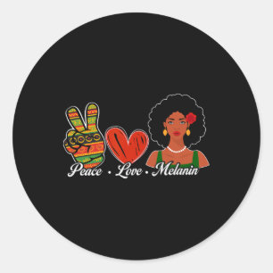 Adesivo Redondo Amor Paz Cute Melanina Mês da História Negra Afro