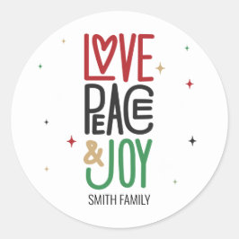 Adesivo Redondo Amor, Paz E Joy, Da Sua Família