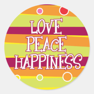 Adesivo Redondo Amor, Paz, Felicidade Sticker