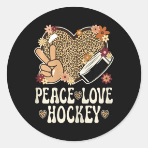 Adesivo Redondo Amor Paz Hockey Amante Impressão de Leopardo Garot