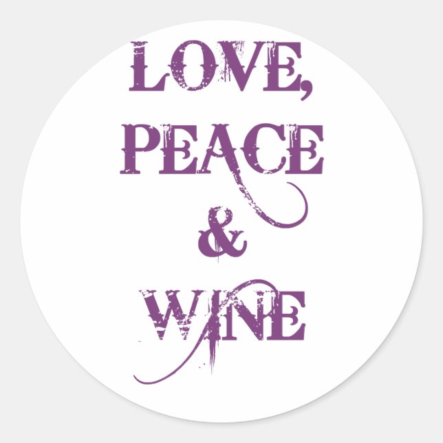 Adesivo Redondo Amor Peace Wine (Frente)