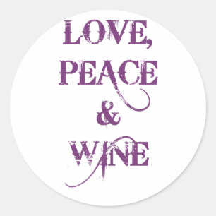 Adesivo Redondo Amor Peace Wine