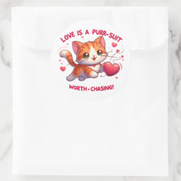 Adesivo Redondo Amor Perseguir Felicidade Gato Inspirou Namorados