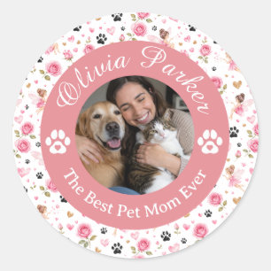 Adesivo Redondo Amor Pet Personalizado com Foto e Nome
