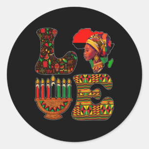 Adesivo Redondo Amor Princípios Kwanzaa Kinara Velas Pan African