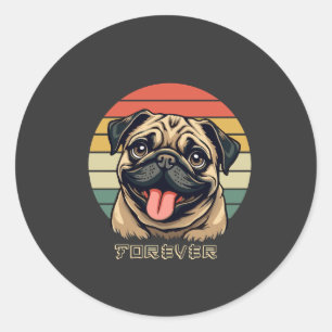 Adesivo Redondo Amor Pug Para Sempre � Design de Amante de Pug Fof