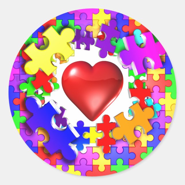 Adesivo Redondo Amor quebra pelo autismo (Frente)
