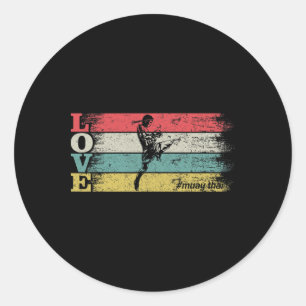 Adesivo Redondo Amor Retro Vintage Mma Kickboxing Muay Thai Silhue