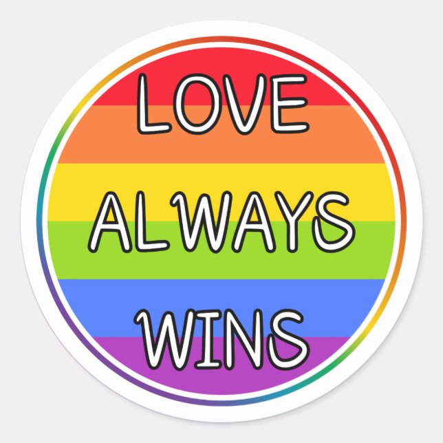 Adesivo Redondo Amor Sempre ganha Sticker, Pride, LGBTQ+ Stickers (Frente)
