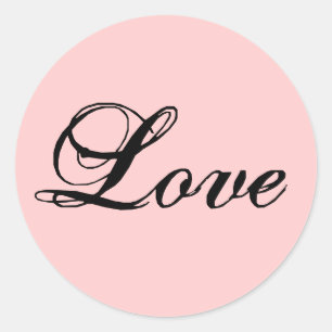 Adesivo Redondo Amor Sticker_Black no rosa de bebê