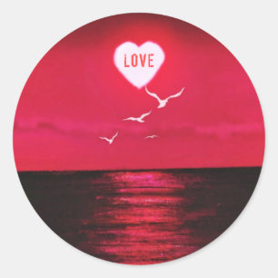 Adesivo Redondo Amor Sunset - Romântico - Vermelho Negro - Person