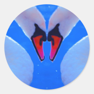 Adesivo Redondo Amor Swan, Pescoço Romântico em Forma De Coração