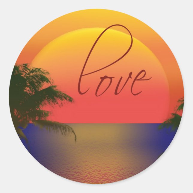 Adesivo Redondo amor tropical (Frente)