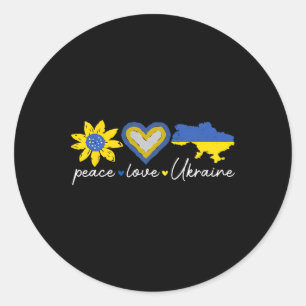 Adesivo Redondo Amor Ucrânia Paz Girassol Coração Unidade Conscien