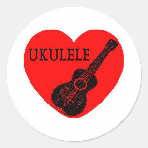Adesivo Redondo Amor Ukulele