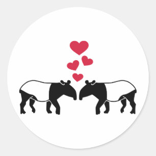 Adesivo Redondo Amor vermelho dos corações do Tapir