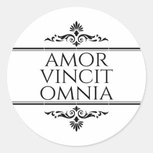 Adesivo Redondo Amor Vincit Omnia - Adoro Conquistas Todos